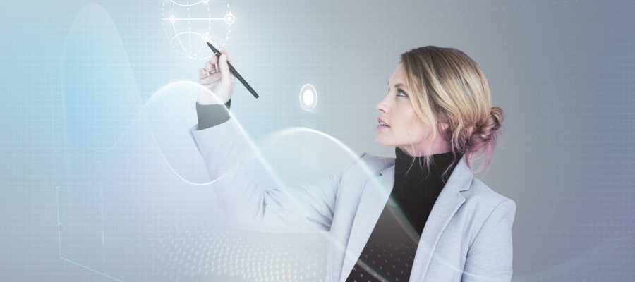 Businesswoman in a seminar drawing a graph